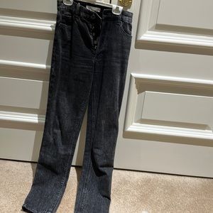 black straight leg denim